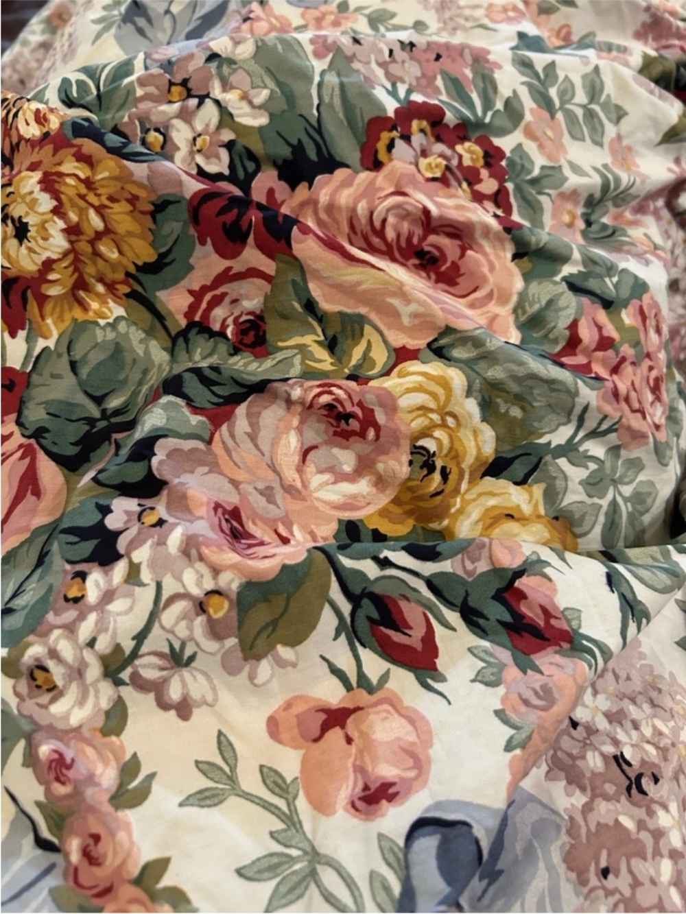 Ralph Lauren Floral Sheet - Pink, Yellow, Green, Cream FLORAL TEA ROSES